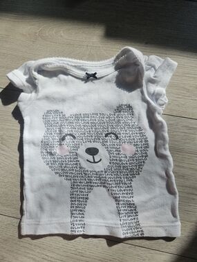 Carter's Baby Girls White Bear Love You Short Sleeve Bodysuit Size 6 Months🩷